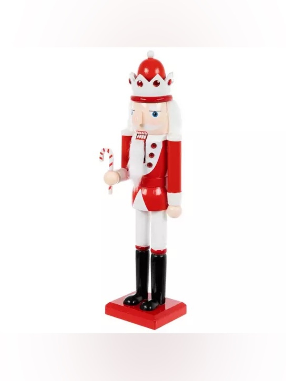 King With Candy Cane Wood Nutcracker